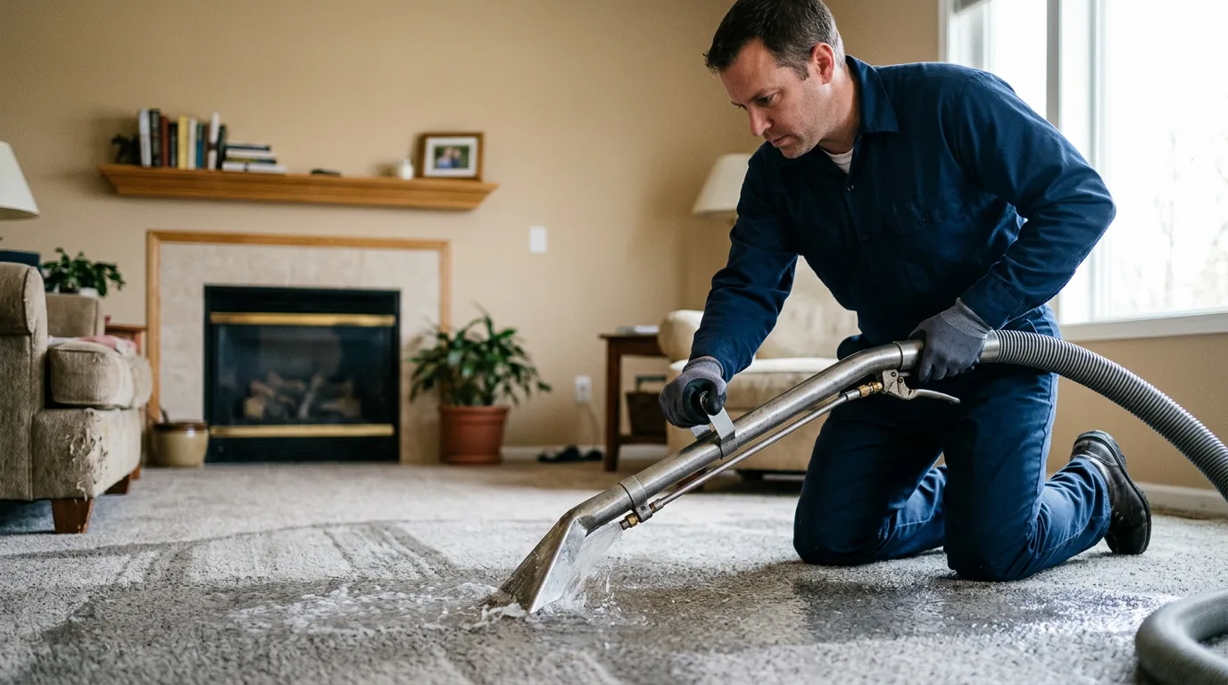 Water damage restoration technician working near Whiting, VT